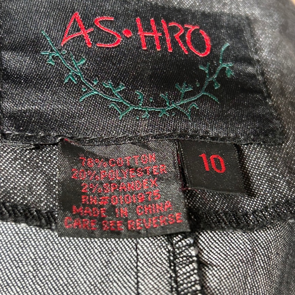 AS-HRO Women's Long Denim Jacket Duster Cardigan Black Gray Size 10 - Picture 7 of 8